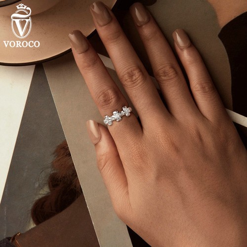 Anello Trifoglio Quattro Foglie Vroco Classic Real Argento Sterling 925 Donna Regalo Gioielli - Foto 5 di 15