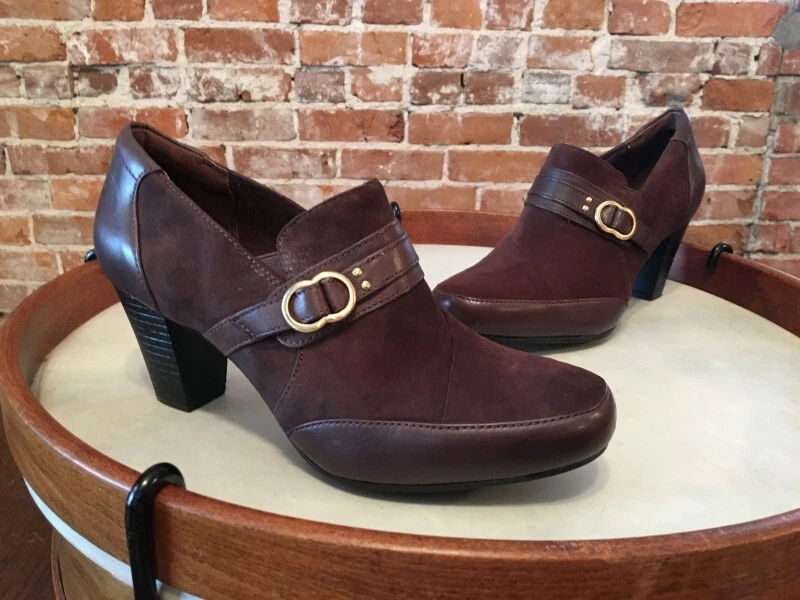 Clarks Brown Suede Buckle Sapphire Selene Loafer Pump 10 New