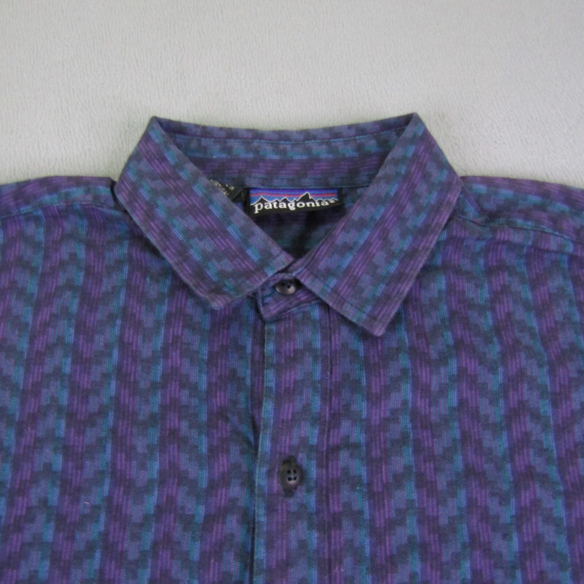 Vintage Patagonia Shirt Men Small Purple Blue Chevron