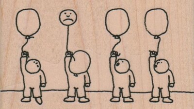 Balloon Boys 4 x 2 1/4'' Rubber Stamp, Balloons Stamp