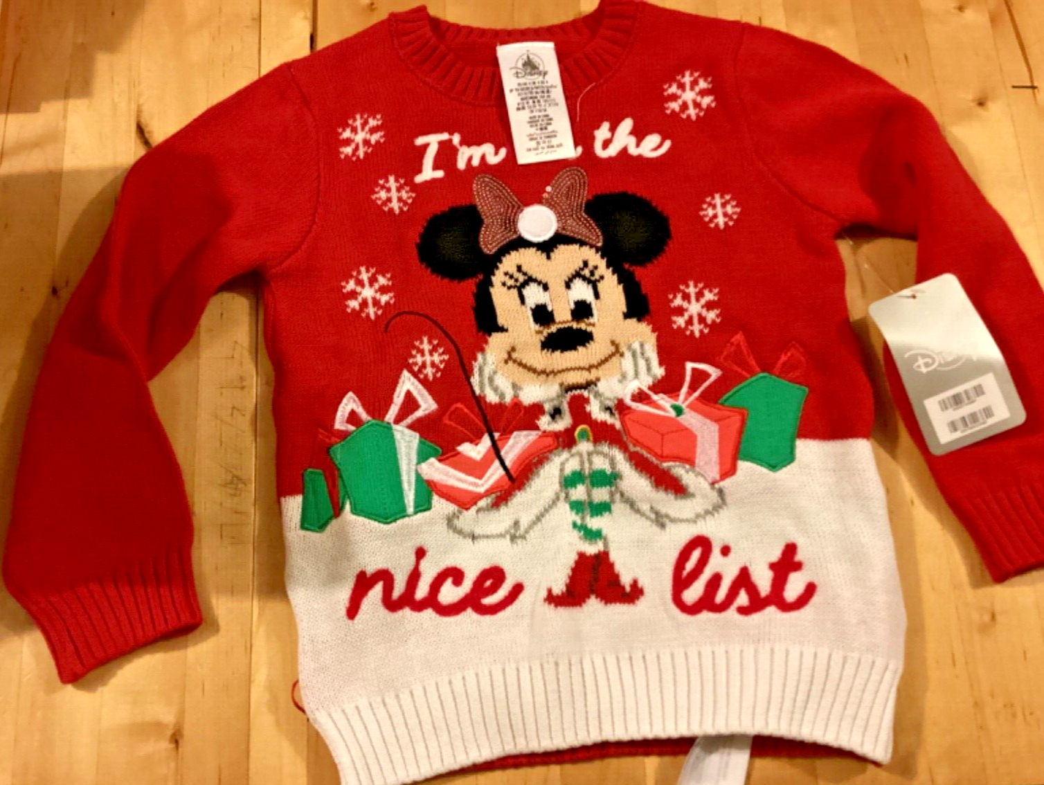BNWT New Disney Store Minnie Mouse Christmas Kids Jumper - 4 Years