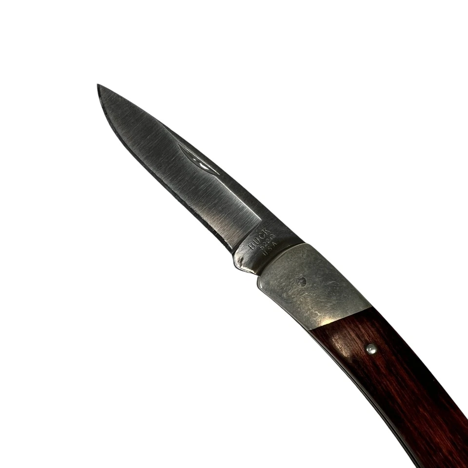 Buck Squire 522 Rosewood Lockback Folding Knife Black Leather Sheath Case USA - Image 4 of 4