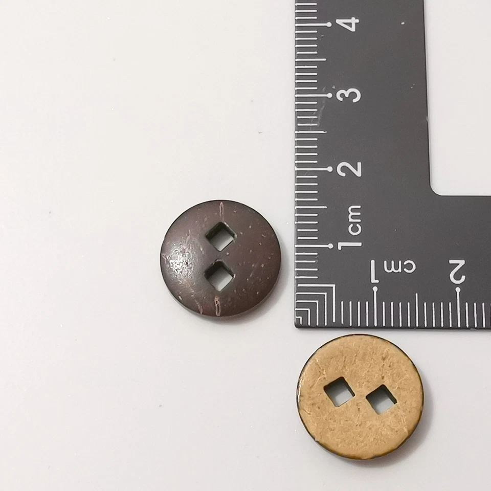Rare circular square Natural coconut shell buttons 15mm 2 hole 3 mm DIY charm - Image 3 of 4