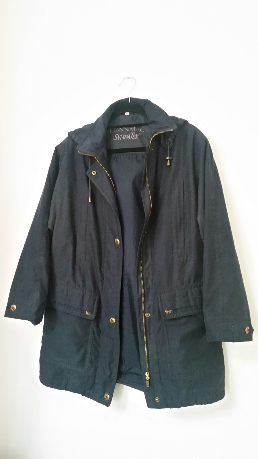 DANNIMAC Womens Parka Coat Size Small Oversized Hooded Jacket Sympatex Blue