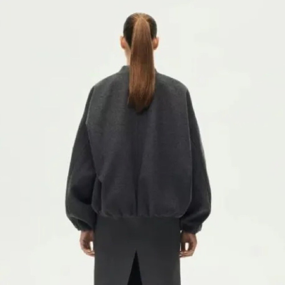 NEW ZARA Grey Wool Oversized Bubble Hem Bomber Jacket Size XS ( Fits L!) ISO image 5