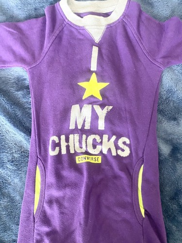 🟣 Converse I Love My Chucks Graphic Sweatshirt 8-10 Years Old Purple K24 - Picture 2 of 12