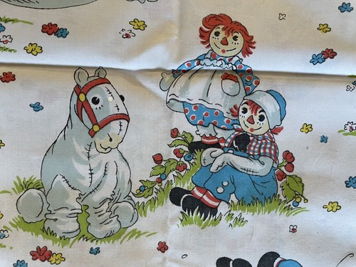 Lenzuolo piatto vintage Bobbs-Merrill Raggedy Ann & Andy Twin full size. Bambole classiche. - Foto 5 di 6