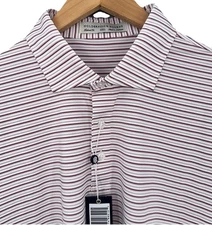 New Holderness Bourne 2XL XXL Turnbull Burgundy Striped Golf Polo Tailored Fit