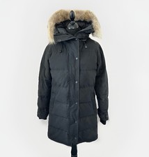 Canada Goose 3802L Shelburne Black Down Parka Coyote Fur Trim Hood Medium M