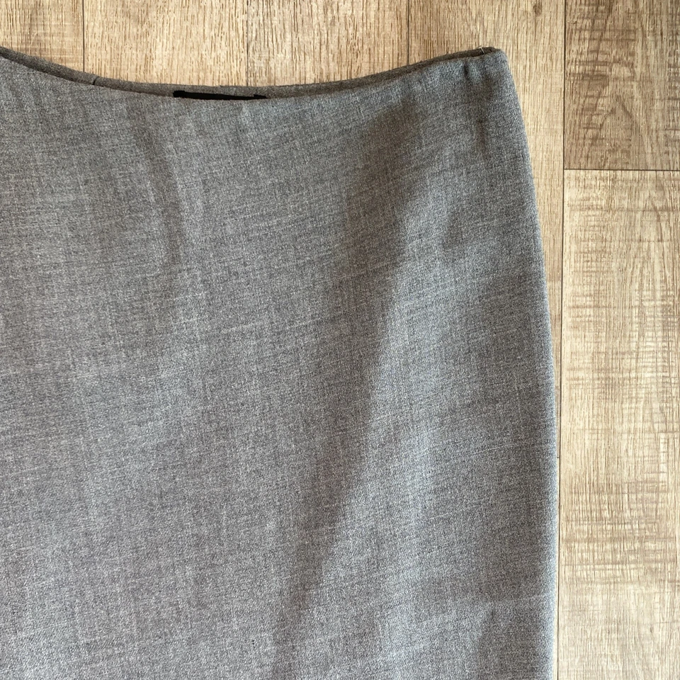 复古 Donna Karan 灰色羊毛中裙折叠褶饰女式 6 码美国制造 — 第 2/4 张图片