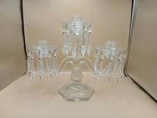 Vintage Fostoria 3 Candlestick Candelabra Bobeches Chandelier Crystal Prisms 