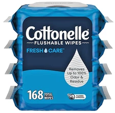 Cottonelle Fresh Care Flushable Wipes – 4 Packs of 42 for Happy, Confident Bums!