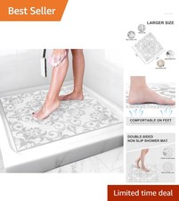 Stylish 24"x24" Non-Slip Shower Mat - Soft PVC Loofah for Safety  Comfort