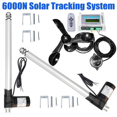 6000N Dual Axis Solar Tracker Controller W/ 2X18'' Linear Actuators W/ Anemometer