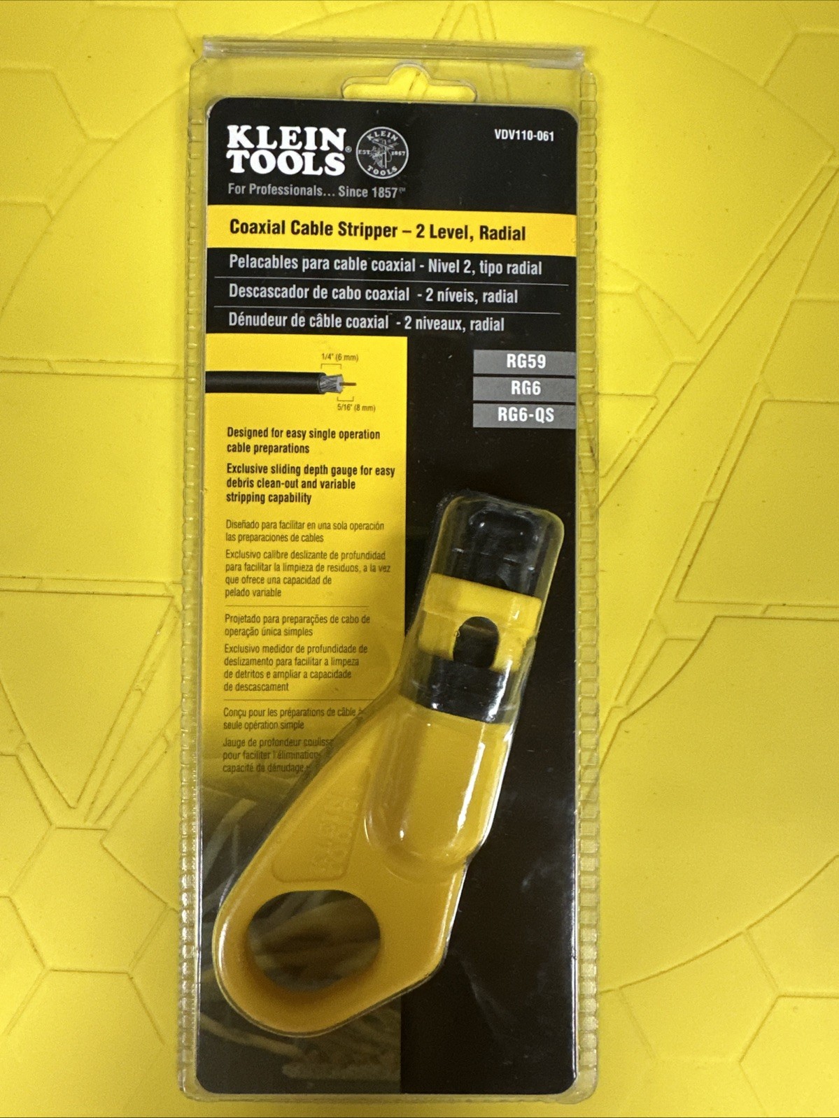 Klein tools Coax Cable 2-Level Radial Stripper VDV110-061 ***NEW***