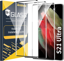 3 Pack Galaxy S21 Ultra Screen Protector, 9H Tempered Glass, Ultrasonic Fingerpr