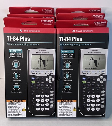 LOT de 6 calculatrices graphiques tout usage Texas Instruments TI-84 Plus boîte Dmg