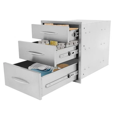 Sleek Stainless Steel Kitchen Drawer with 3 Spacious Drawers for Any Space