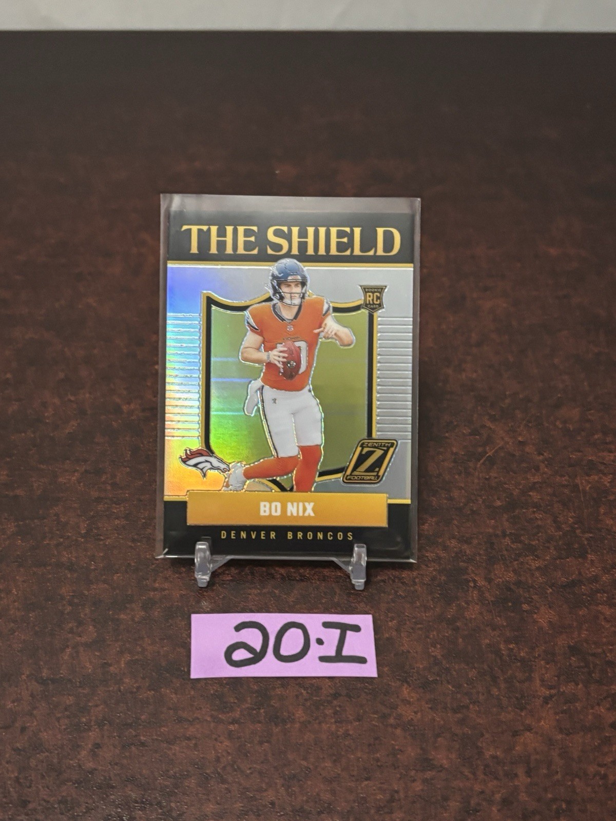 Bo Nix 2024 Zenith, The Shield Prism Rc Rookie Card #4 SSP Case Hit Broncos