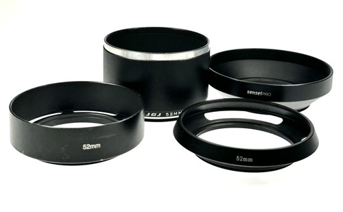 Unbranded 52mm Screw-In Metal Lens Hood Shades Lot of 4 Hoods