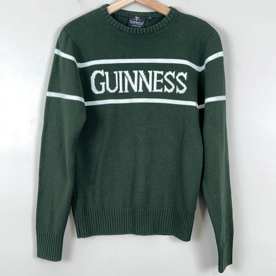 Suéter Guinness De Colección M Cuello Redondo Logo Hechizo Cerveza Irlandesa Tejido Pullover Verde Foto 2 de 4