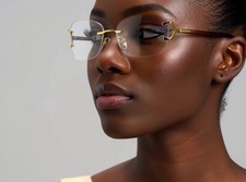 Eyeglasses Clear Lens Eyewear Rimless Round Women Sunglasses 80's 90's Model New