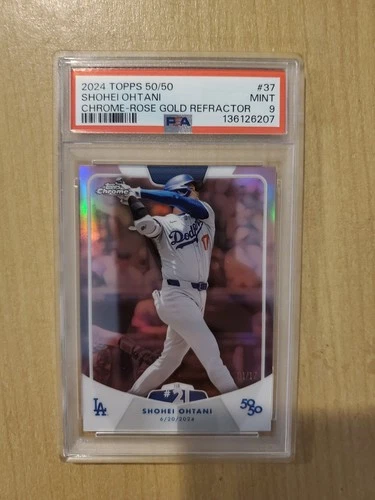 Topps Shohei Ohtani 50 50 ROSE GOLD CHROME REFRACTOR HR #21 Card #37 1/17 PSA 9
