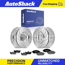 Front Rear Drilled Slotted Brake Rotors Ceramic Pads for Ford F-150 5.4L