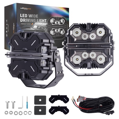 LED Light Pods 7" 12V 332W Square Spot Beam RGB DRL White Amber Off Road Lights - Picture 11 of 19