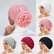 Women Muslim Chemo Cancer Cap Hair Loss Lace Wear Islamic Beanies Hijab Headwrap