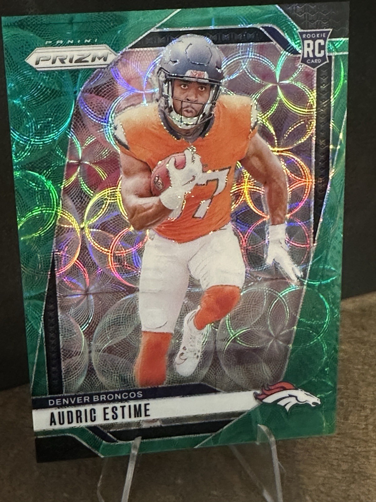 2024 Panini Prizm Audric Estime * Green Scope * /75 Denver Broncos Rookie RC 306