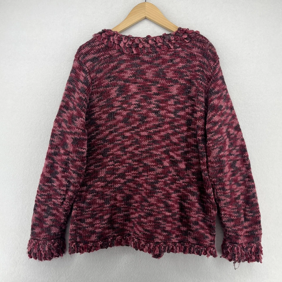 Suéter APRIL CORNELL Mezcla de Lana Mármol Cárdigan Abotonado Grueso Flecos Rojo Foto 2 de 4