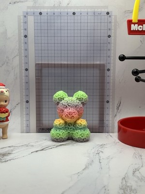   3D Printed Rose Bear Collectible Display Toy Figure 7cmH_Small Code RB32
