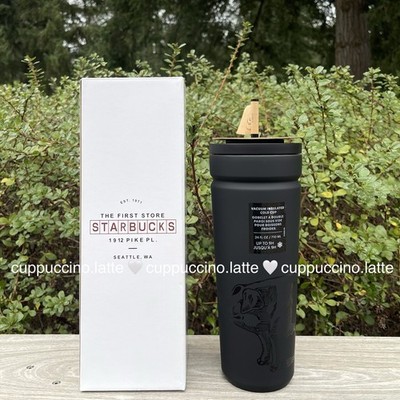 NWT Starbucks Matte Black 'Billie' Pike Place Market Leak Proof SS