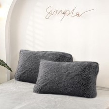 Decorative Pillows Covers, 2 Packs Faux Fur Pillow 26" x 20" Pack of 2 Gray