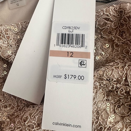 NWT Calvin Klein One shoulder Gold Sequin Dress size 12 - Picture 14 of 15