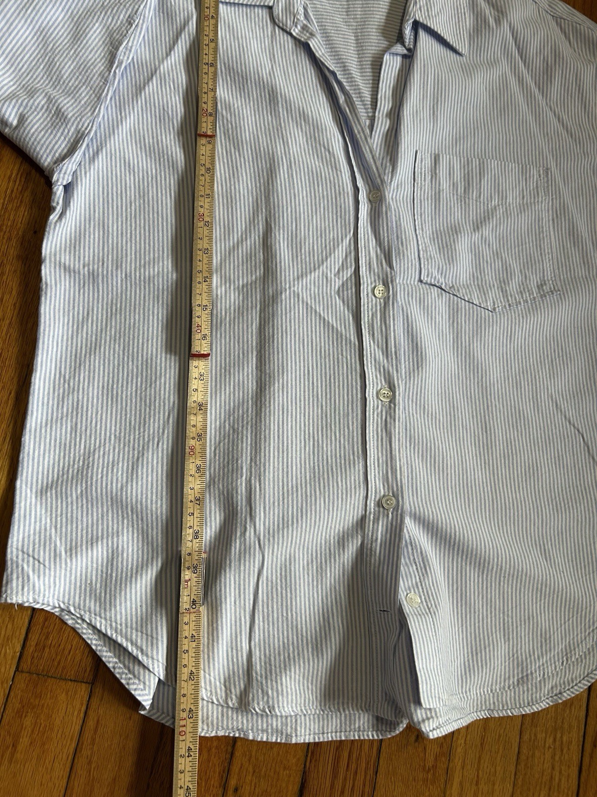 Zara Basic  Blue White Striped Oversized  Button … - image 7