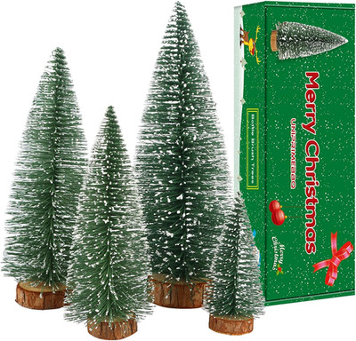 Mini Christmas Tree, Small Pine Tree with Wooden Bases for Xmas Holiday Party Ho