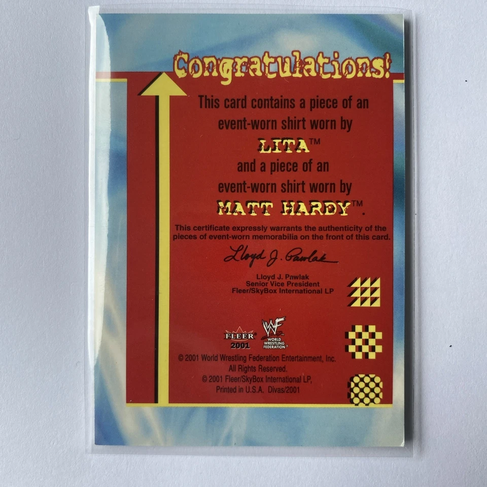 2001 Fleer WWF Ultima Divas Juego a Juego Tarjeta Reliquia Lita y Matt Hardy Foto 2 de 4