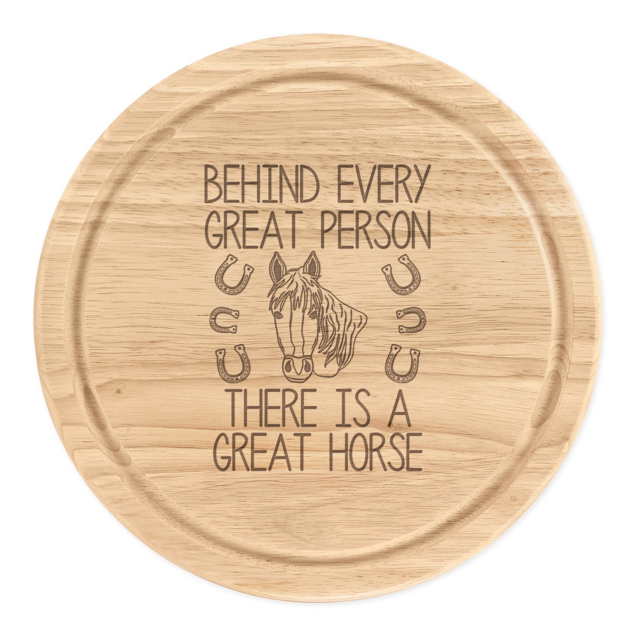 Behind Every Great Person Is A Great Horse Round Chopping Cheese Board Funny