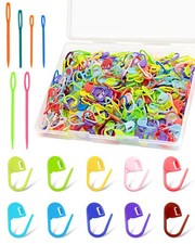 300pcs Stitch Markers with 6 pieces of large blunt sewing needles,colorful