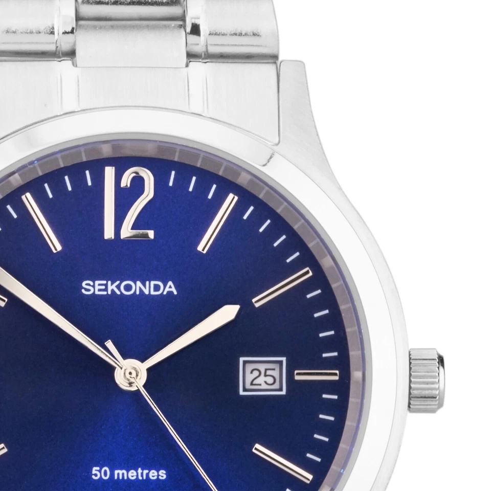 Sekonda Gents Watch with Blue Dial & Stainless Steel Bracelet 3728 RRP £34.99 - Image 3 of 4