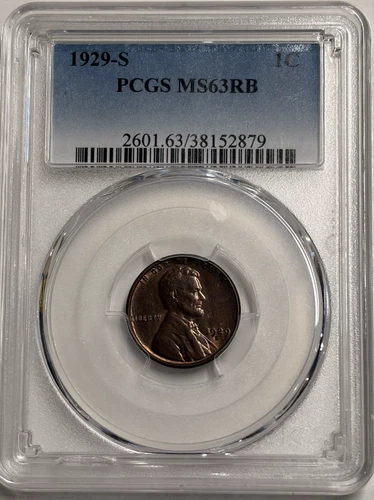 1929-S LINCOLN CENT PCGS MS 63 RB