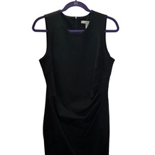 Lark & Ro Women Black Sleeveless Sheath Dress Sz 10 Side Ruching Career Cocktail