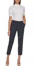 Tommy Hilfiger Women's Mid-Rise Sloane Plaid Ankle Pants - size 2 - Navy multi
