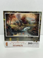 NEW Sealed Thomas Kinkade 3-D Effects Mountain Retreat Oversized 300 Pc Puzzle