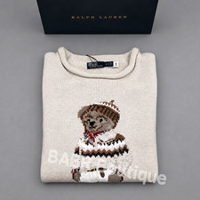 POLO RALPH LAUREN Beige Polo Bear Sweater Women s Size M - NWT
