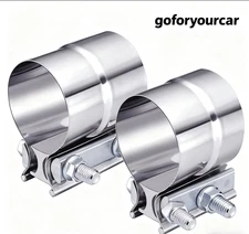 2PCS 2.5" Lap Joint Exhaust Band Clamp Muffler Sleeve Coupler Stainless Steel