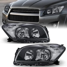Headlight Assembly Compatible With 2009-2012 Toyota RAV4 Black W/Clear Headlamps