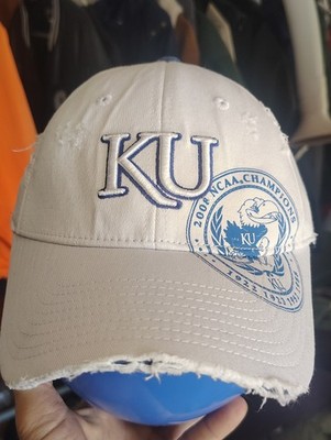 KU Kansas Jayhawks 2008 NCAA National Champions Hat Fitted Distressed Multi Year